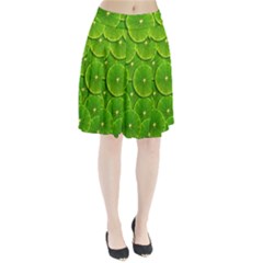 Lime Textures Macro, Tropical Fruits, Citrus Fruits, Green Lemon Texture Pleated Skirt by nateshop