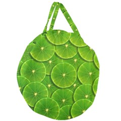 Lime Textures Macro, Tropical Fruits, Citrus Fruits, Green Lemon Texture Giant Round Zipper Tote by nateshop