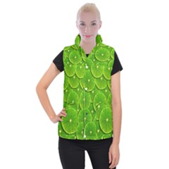 Lime Textures Macro, Tropical Fruits, Citrus Fruits, Green Lemon Texture Women s Button Up Vest