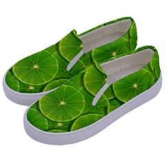 Lime Textures Macro, Tropical Fruits, Citrus Fruits, Green Lemon Texture Kids  Canvas Slip Ons by nateshop