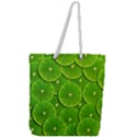 Lime Textures Macro, Tropical Fruits, Citrus Fruits, Green Lemon Texture Full Print Rope Handle Tote (Large) View1