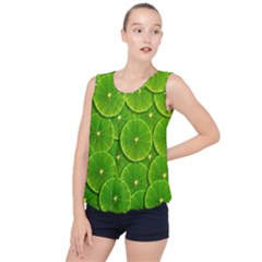 Lime Textures Macro, Tropical Fruits, Citrus Fruits, Green Lemon Texture Bubble Hem Chiffon Tank Top by nateshop