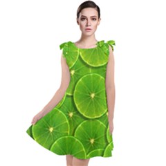 Lime Textures Macro, Tropical Fruits, Citrus Fruits, Green Lemon Texture Tie Up Tunic Dress by nateshop