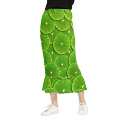 Lime Textures Macro, Tropical Fruits, Citrus Fruits, Green Lemon Texture Maxi Fishtail Chiffon Skirt by nateshop