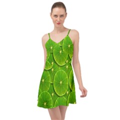 Lime Textures Macro, Tropical Fruits, Citrus Fruits, Green Lemon Texture Summer Time Chiffon Dress by nateshop