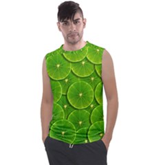 Lime Textures Macro, Tropical Fruits, Citrus Fruits, Green Lemon Texture Men s Regular Tank Top by nateshop