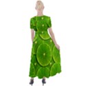 Lime Textures Macro, Tropical Fruits, Citrus Fruits, Green Lemon Texture Button Up Short Sleeve Maxi Dress View2