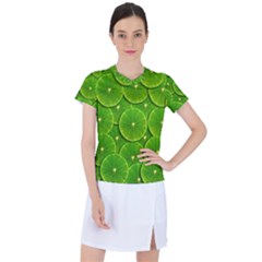 Lime Textures Macro, Tropical Fruits, Citrus Fruits, Green Lemon Texture Women s Sports Top