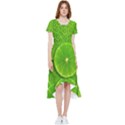 Lime Textures Macro, Tropical Fruits, Citrus Fruits, Green Lemon Texture High Low Boho Dress View1