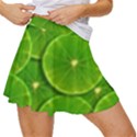 Lime Textures Macro, Tropical Fruits, Citrus Fruits, Green Lemon Texture Women s Skort View3