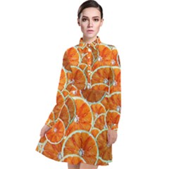 Oranges Patterns Tropical Fruits, Citrus Fruits Long Sleeve Chiffon Shirt Dress by nateshop