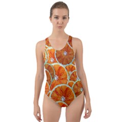 Oranges Patterns Tropical Fruits, Citrus Fruits Cut-out Back One Piece Swimsuit by nateshop