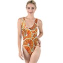 Oranges Patterns Tropical Fruits, Citrus Fruits High Leg Strappy Swimsuit View1