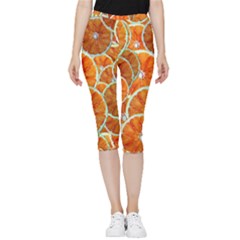 Oranges Patterns Tropical Fruits, Citrus Fruits Inside Out Lightweight Velour Capri Leggings  by nateshop