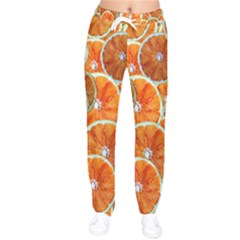 Oranges Patterns Tropical Fruits, Citrus Fruits Women Velvet Drawstring Pants by nateshop