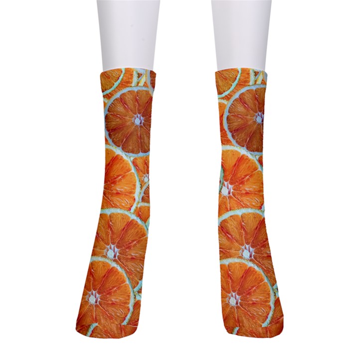 Oranges Patterns Tropical Fruits, Citrus Fruits Crew Socks