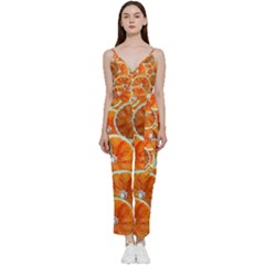 Oranges Patterns Tropical Fruits, Citrus Fruits V-neck Camisole Jumpsuit