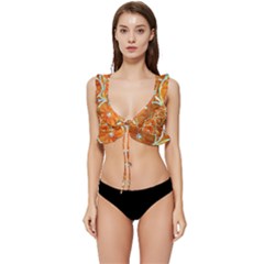 Oranges Patterns Tropical Fruits, Citrus Fruits Low Cut Ruffle Edge Bikini Top by nateshop