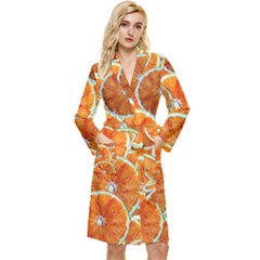 Oranges Patterns Tropical Fruits, Citrus Fruits Long Sleeve Velvet Robe by nateshop