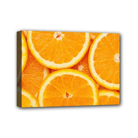 Oranges Textures, Close-up, Tropical Fruits, Citrus Fruits, Fruits Mini Canvas 7  X 5  (stretched)