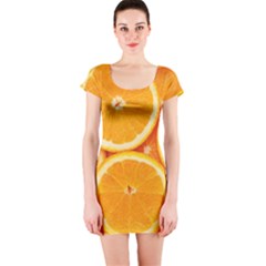 Oranges Textures, Close-up, Tropical Fruits, Citrus Fruits, Fruits Short Sleeve Bodycon Dress by nateshop