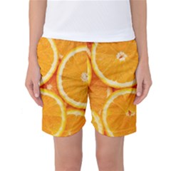 Oranges Textures, Close-up, Tropical Fruits, Citrus Fruits, Fruits Women s Basketball Shorts by nateshop