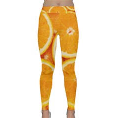 Oranges Textures, Close-up, Tropical Fruits, Citrus Fruits, Fruits Classic Yoga Leggings by nateshop