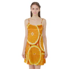 Oranges Textures, Close-up, Tropical Fruits, Citrus Fruits, Fruits Satin Night Slip by nateshop