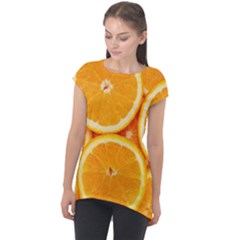 Oranges Textures, Close-up, Tropical Fruits, Citrus Fruits, Fruits Cap Sleeve High Low Top by nateshop