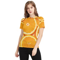 Oranges Textures, Close-up, Tropical Fruits, Citrus Fruits, Fruits Women s Short Sleeve Rash Guard by nateshop