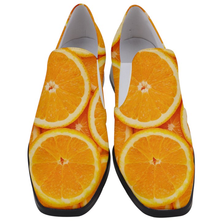 Oranges Textures, Close-up, Tropical Fruits, Citrus Fruits, Fruits Women Slip On Heel Loafers