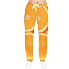 Oranges Textures, Close-up, Tropical Fruits, Citrus Fruits, Fruits Women Velvet Drawstring Pants by nateshop