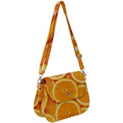 Oranges Textures, Close-up, Tropical Fruits, Citrus Fruits, Fruits Saddle Handbag by nateshop