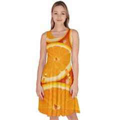 Oranges Textures, Close-up, Tropical Fruits, Citrus Fruits, Fruits Knee Length Skater Dress With Pockets by nateshop