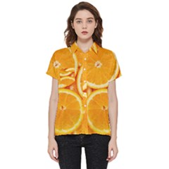 Oranges Textures, Close-up, Tropical Fruits, Citrus Fruits, Fruits Short Sleeve Pocket Shirt by nateshop