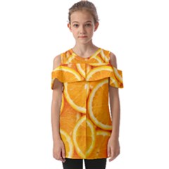 Oranges Textures, Close-up, Tropical Fruits, Citrus Fruits, Fruits Fold Over Open Sleeve Top by nateshop