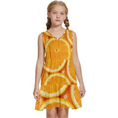 Oranges Textures, Close-up, Tropical Fruits, Citrus Fruits, Fruits Kids  Sleeveless Tiered Mini Dress by nateshop