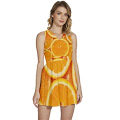 Oranges Textures, Close-up, Tropical Fruits, Citrus Fruits, Fruits Sleeveless High Waist Mini Dress by nateshop