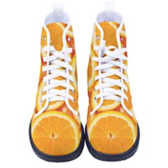 Oranges Textures, Close-up, Tropical Fruits, Citrus Fruits, Fruits Women s High-top Canvas Sneakers by nateshop