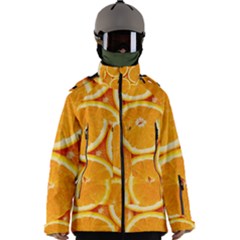 Oranges Textures, Close-up, Tropical Fruits, Citrus Fruits, Fruits Men s Zip Ski And Snowboard Waterproof Breathable Jacket by nateshop