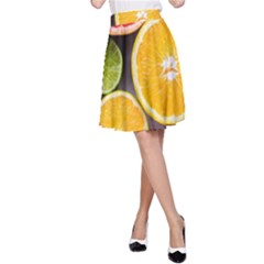 Oranges, Grapefruits, Lemons, Limes, Fruits A-line Skirt by nateshop