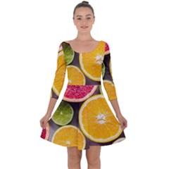 Oranges, Grapefruits, Lemons, Limes, Fruits Quarter Sleeve Skater Dress by nateshop