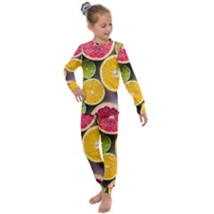 Oranges, Grapefruits, Lemons, Limes, Fruits Kids  Long Sleeve Set 