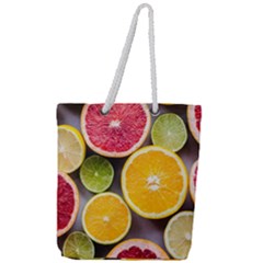 Oranges, Grapefruits, Lemons, Limes, Fruits Full Print Rope Handle Tote (large) by nateshop