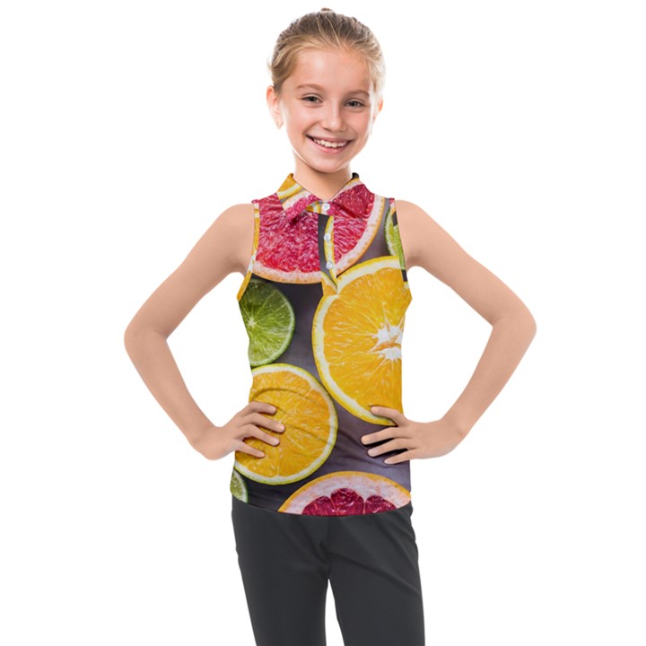 Oranges, Grapefruits, Lemons, Limes, Fruits Kids  Sleeveless Polo T-Shirt