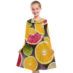 Oranges, Grapefruits, Lemons, Limes, Fruits Kids  Midi Sailor Dress by nateshop