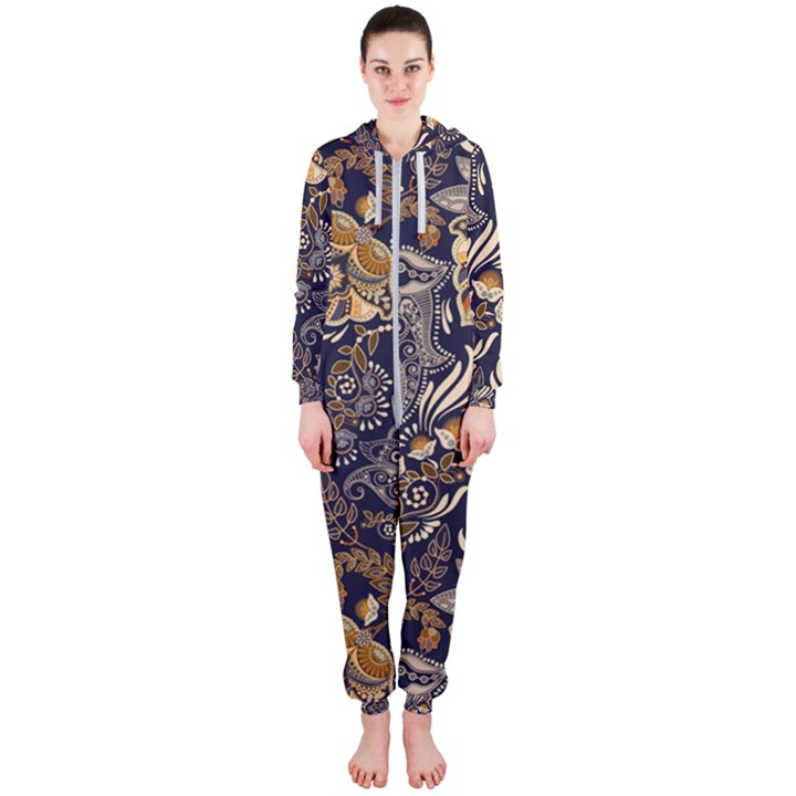 Paisley Texture, Floral Ornament Texture Hooded Jumpsuit (Ladies)