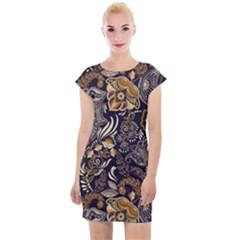 Paisley Texture, Floral Ornament Texture Cap Sleeve Bodycon Dress by nateshop