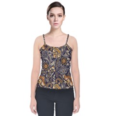 Paisley Texture, Floral Ornament Texture Velvet Spaghetti Strap Top by nateshop