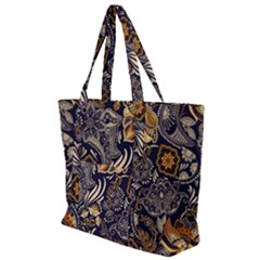 Paisley Texture, Floral Ornament Texture Zip Up Canvas Bag by nateshop